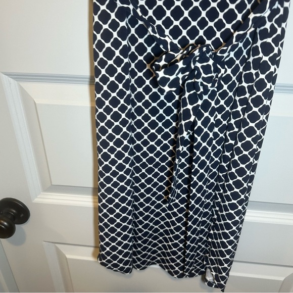 Enfocus Studio Navy Blue Print Short Sleeve Aline Dress size 4 - Picture 9 of 10